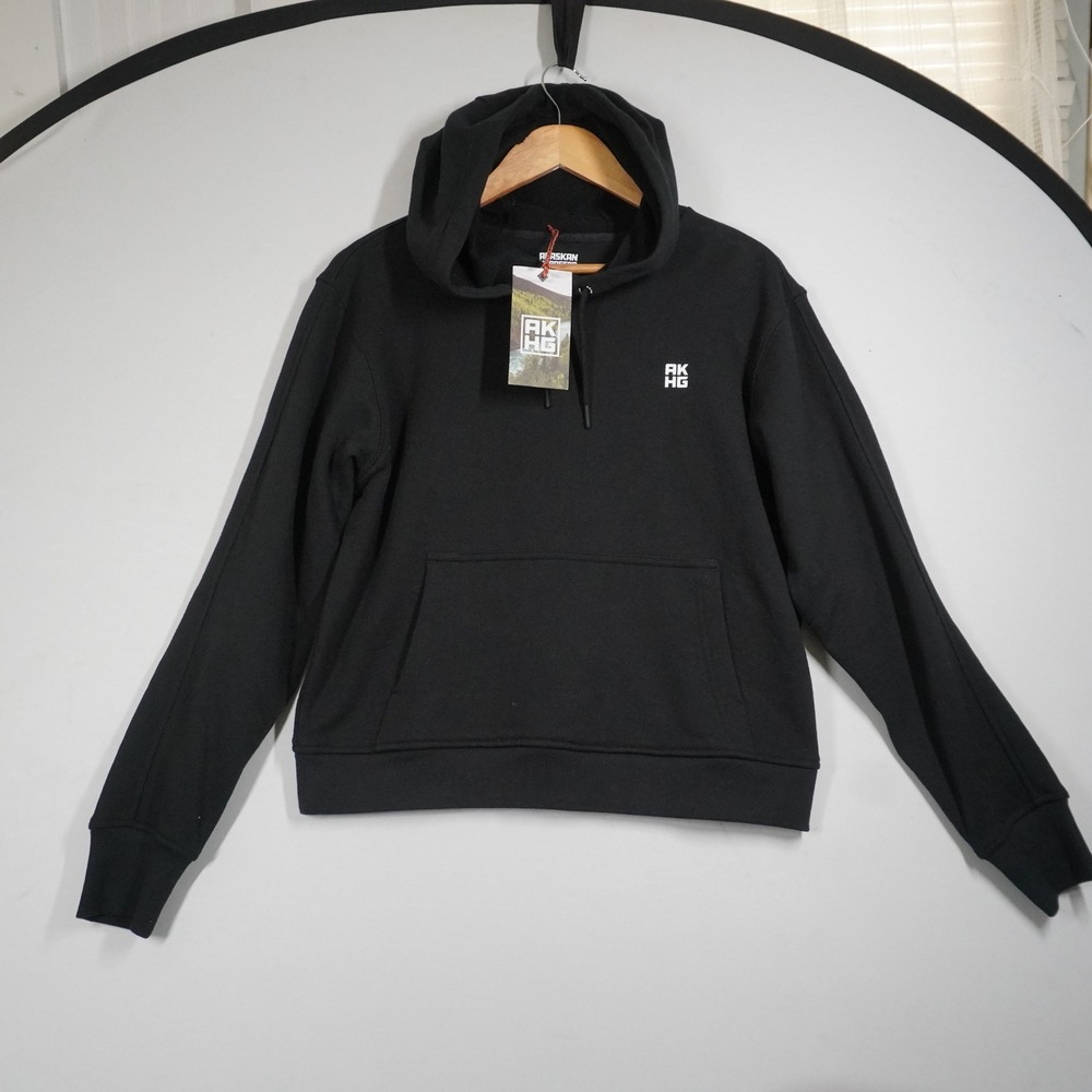 Duluth Trading Co AKHG Crosshaul Black Tough Cotton Hoodie Sweatshirt 90804 MED
